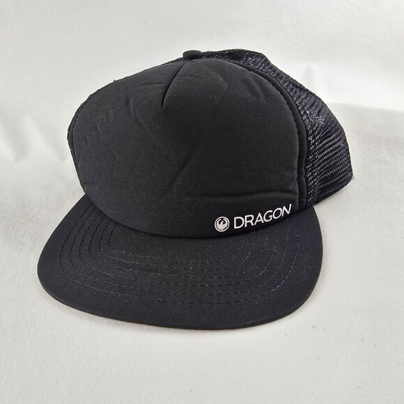 Dragon Alliance Black Trucker Hat Mesh Snapback Surf Skate Logo Cap Streetwear - Picture 2 of 8